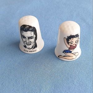 England Bone China Thimbles Collectibles of Elvis and Betty Boop